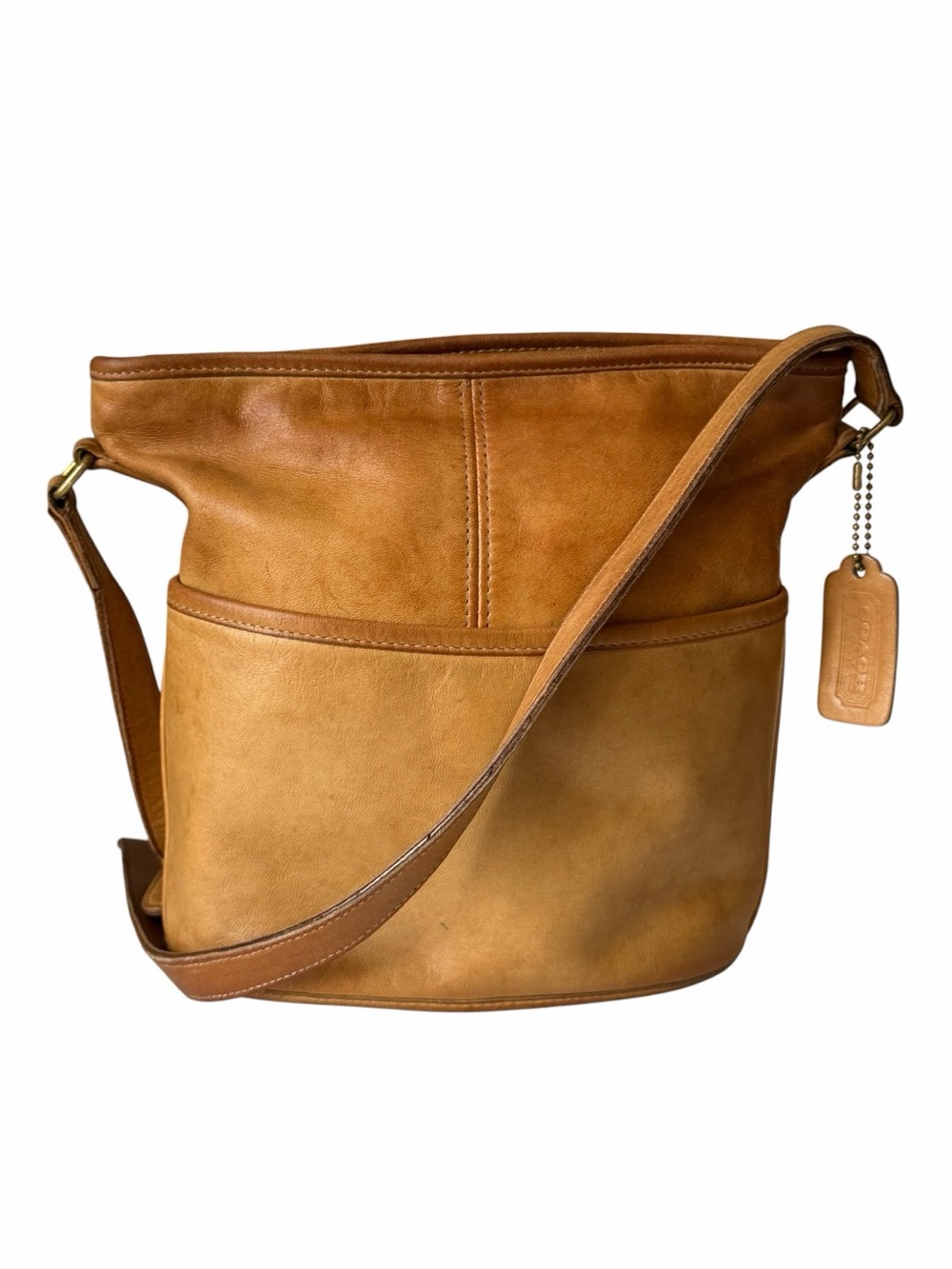 Vintage Coach Bleeker Bucket Bag Legacy Tan Leather Crossbody USA